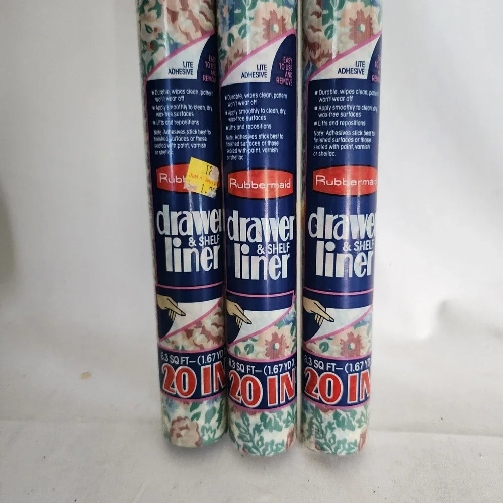 Vintage 90s Rubbermaid Shelf Liner 3 Rolls 20 in 8.3 SQ Feet Pastel Floral
